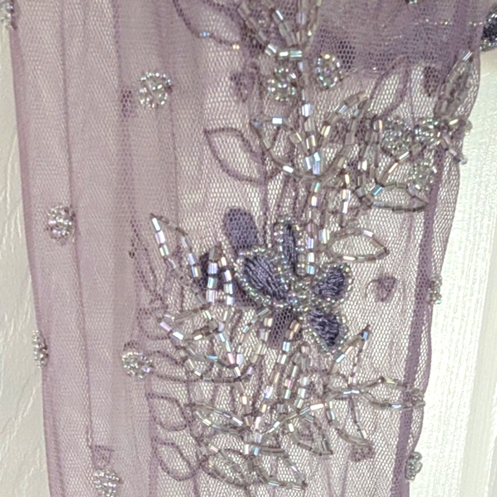 NWOT Scala Sheer Lavender Beaded Embroidered Bolero Jacket Sz S - Picture 6 of 15